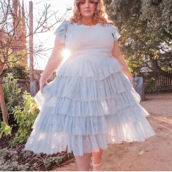 JessaKae Light Blue Ruffled Midi Dress - Picture 3 of 9